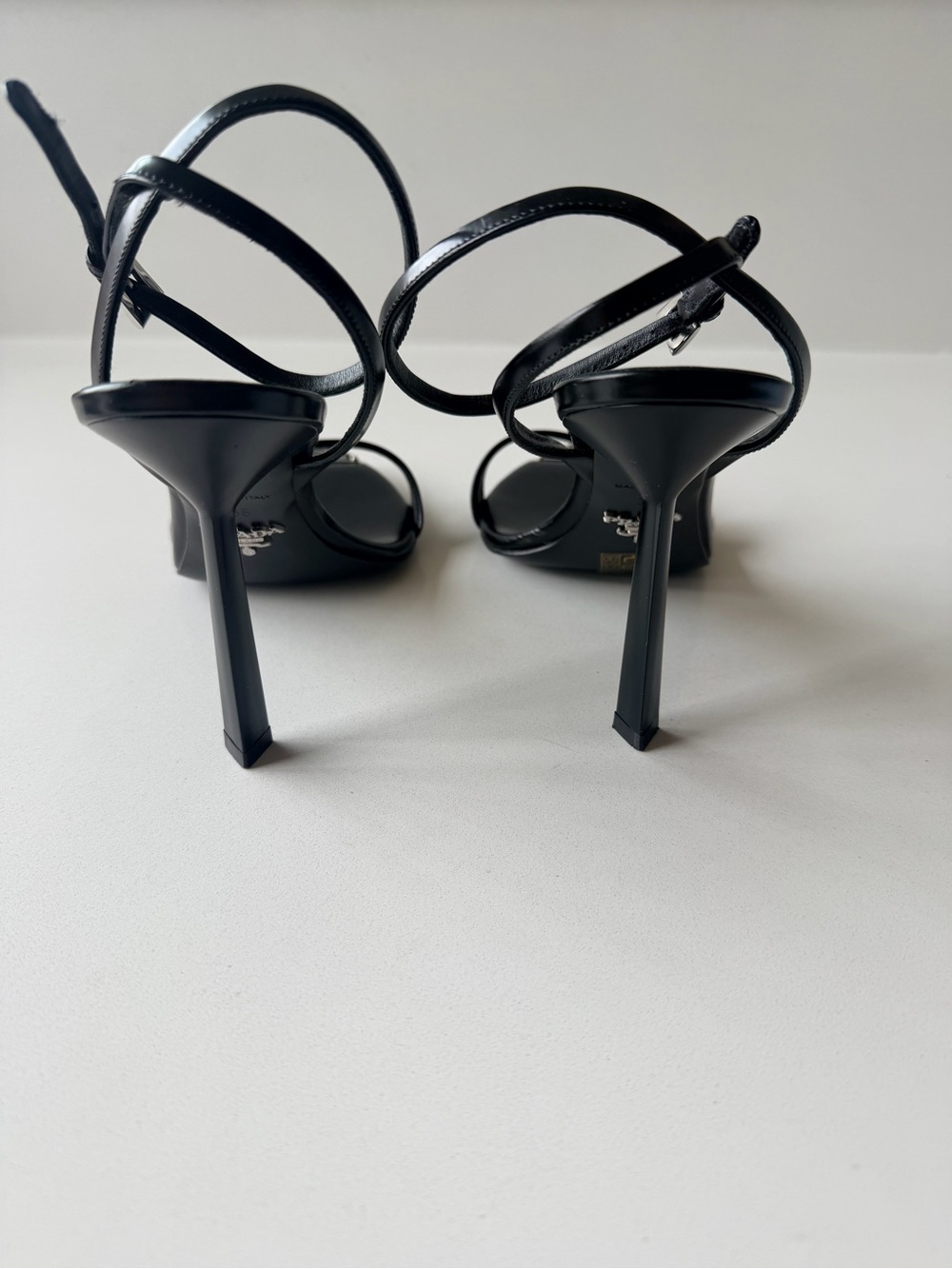 Prada Black Pointed-Toe Leather Ankle-Strap Heels - Picture 4 of 7
